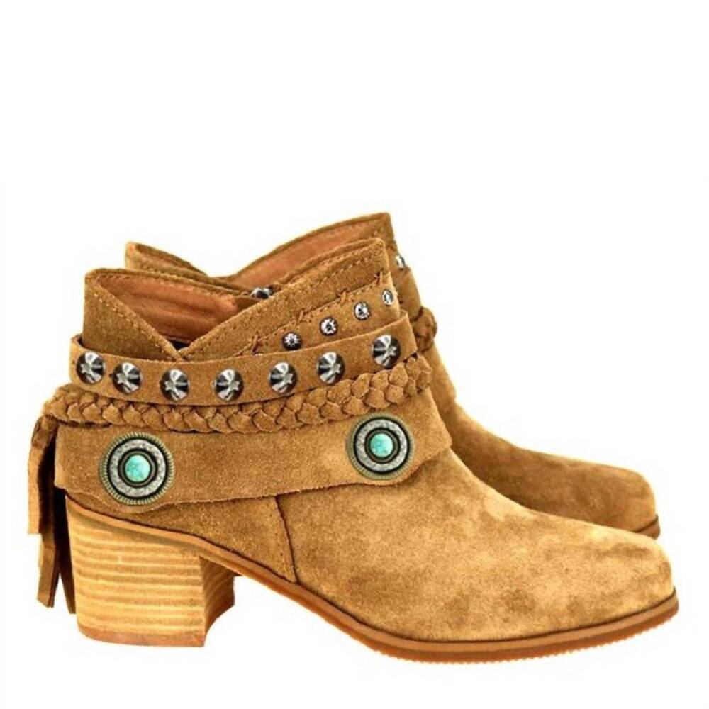 NEW MONTANA WEST women's trinity ranch western leather suede booties in brown